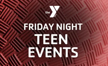 Friday Night Teen Events text with dodgeball background.