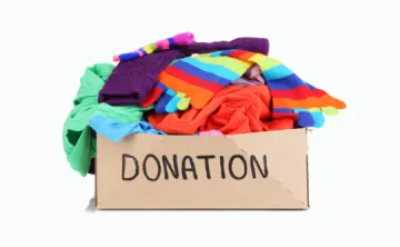 Donation box with clothing